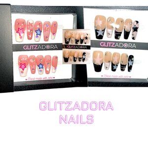 GlitzAdora (2) Nails Black Pink Star & Stellar Silhouette